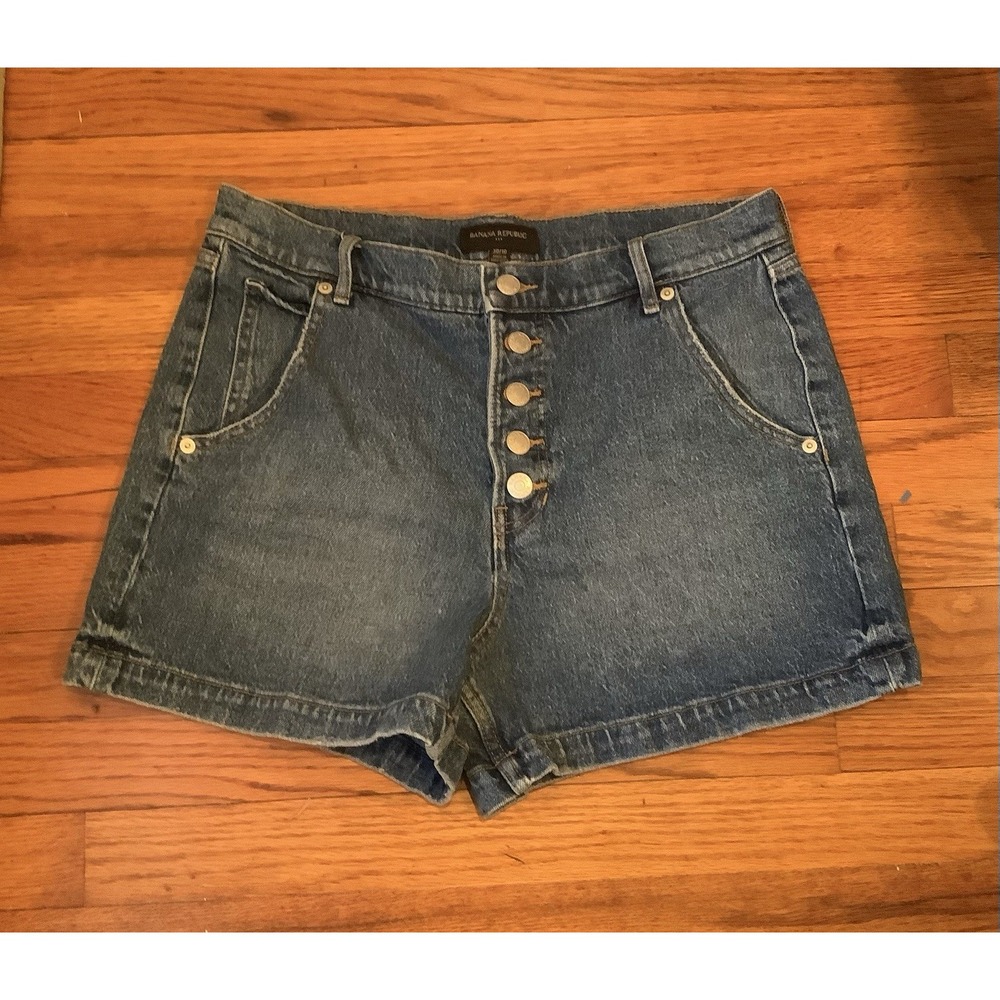 Banana Republic Factory Button-Fly High Waist Denim Shorts Dark Wash Size 30